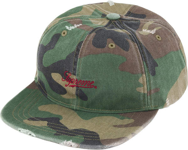 Supreme Distressed Script 6-Panel Woodland Camo