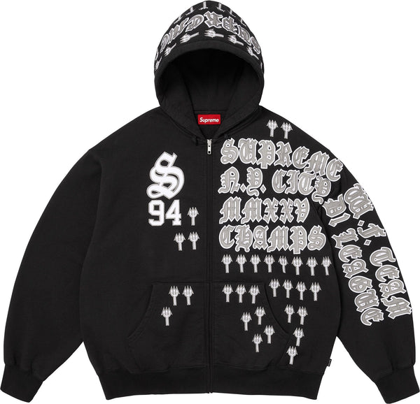 Supreme League Champs Zip Up Hooded Sweatshirt Black