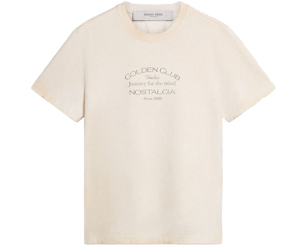 Golden Goose Men's vintage-look white T-shirt with front print Nostalgia