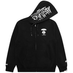 Load image into Gallery viewer, AAPE Men Zip Throughs AAPEUNVS moonface zip-up hoodie Black
