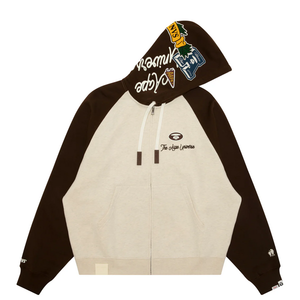 AAPE Men Zip Throughs AAPEUNVS moonface zip-up hoodie Dark Brown