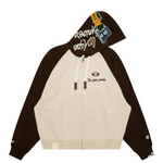 Load image into Gallery viewer, AAPE Men Zip Throughs AAPEUNVS moonface zip-up hoodie Dark Brown
