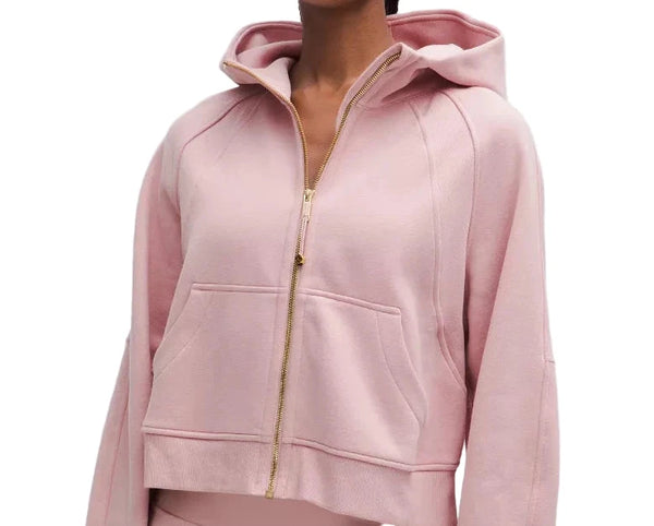 Scuba Oversized Full-Zip Hoodie (DESIGNED FOR CASUAL) Mink Berry Gold