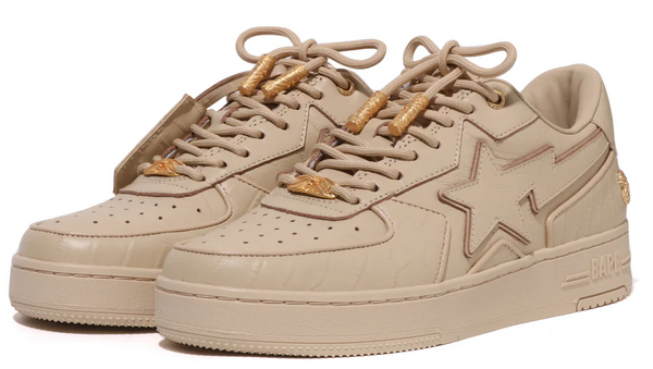 Bape Black Men Low Sneakers Bape Black Bape Sta Icon Beige