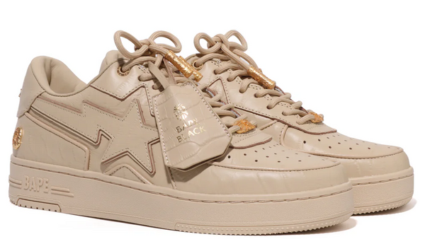 Bape Black Men Low Sneakers Bape Black Bape Sta Icon Beige