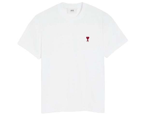 Ami Paris White Cotton Ami De Coeur T-shirt in organic cotton jersey White