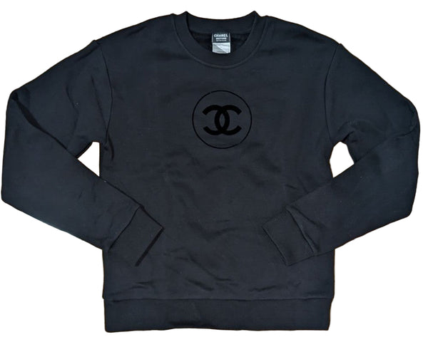Chanel CC Logo Crewneck Sweatshirt Uniform Black
