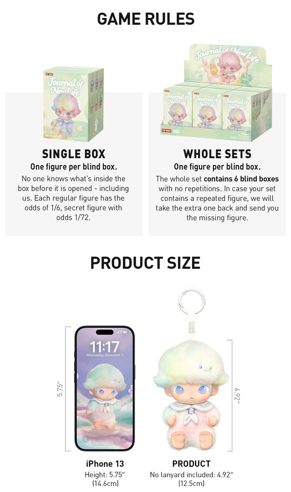 Popmart DIMOO Journal of New Life Series-Vinyl Plush Pendant Blind Box (Sold per piece)