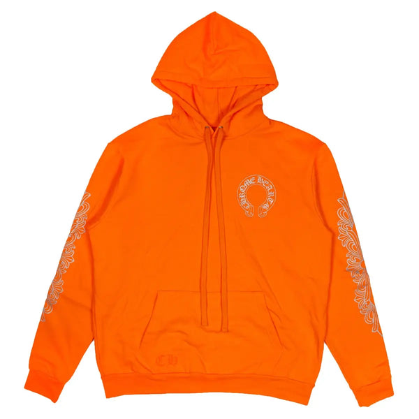 Chrome Hearts Orange & Silver Miami Exclusive Horseshoe Logo Hoodie