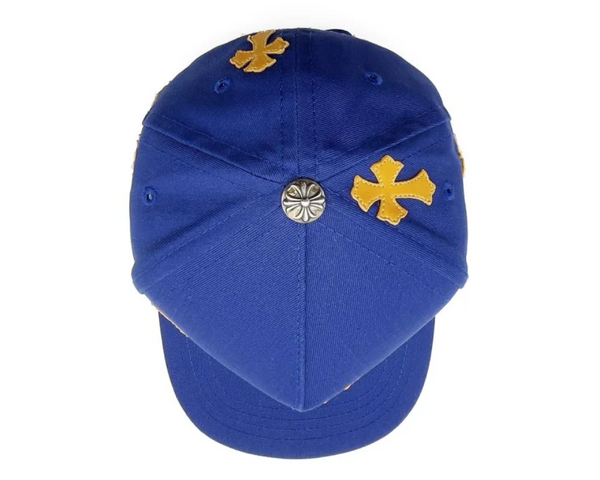 Chrome Hearts Cross Patch 5 Panel Baseball Hat Blue Yellow