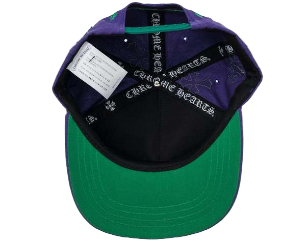Chrome Hearts Cross Patch 5 Panel Baseball Hat Purple Green