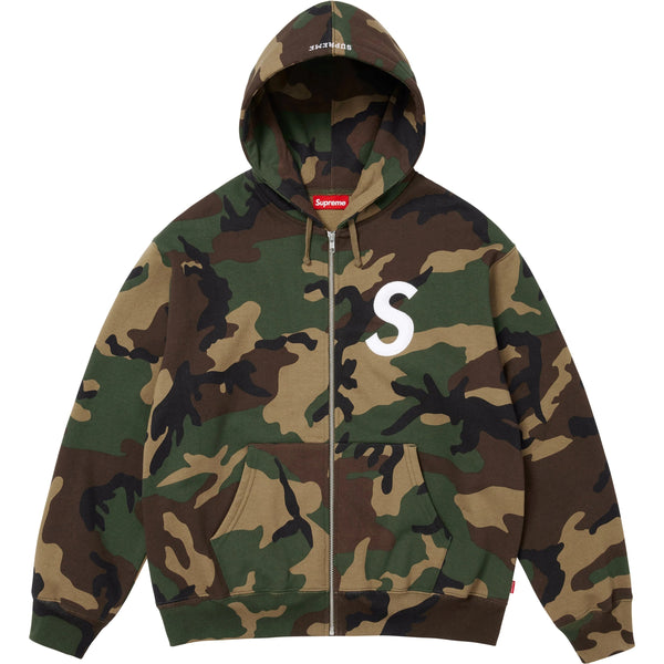 Supreme S Logo Zip Up Hooded Sweatshirt (FW25) Woodland Camo