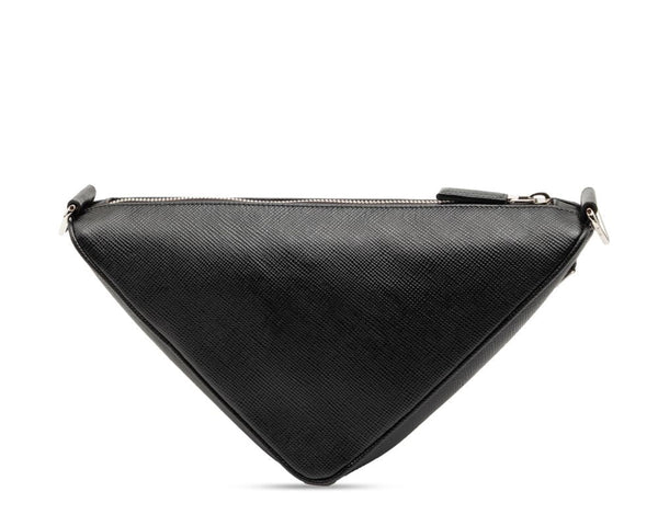 Prada Saffiano Triangle Shoulder Bag Black (Like New)