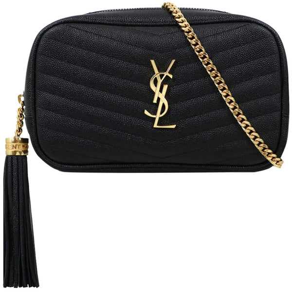 Saint Laurent Lou Mini Quildted Camera Bag | Black/Gold (Like new)