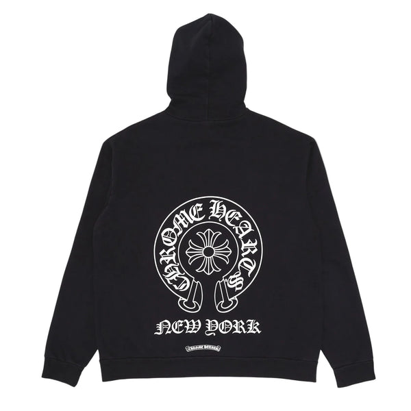 Chrome Hearts NYC Exclusive Horseshoe Logo Hooded Black White