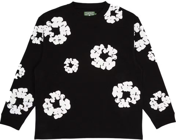 Denim Tears Long Sleeve Cotton Wreath T-shirt Black