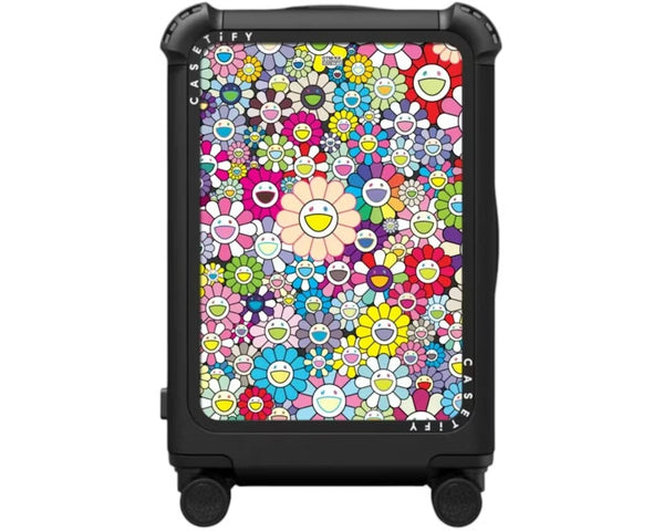 Takashi Murakami x CASETiFY Flowers Bloom (Rainbow) 21" Carry-On Suitcase Matte Black