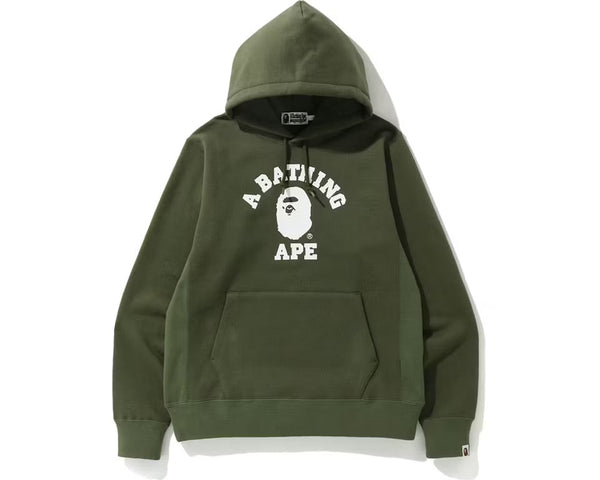 BAPE College Heavy Weight Pullover Hoodie Olive