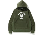 Load image into Gallery viewer, BAPE College Heavy Weight Pullover Hoodie Olive

