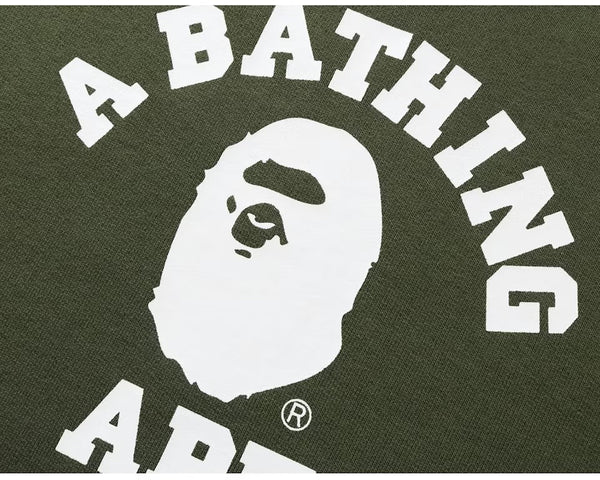 BAPE College Heavy Weight Pullover Hoodie Olive