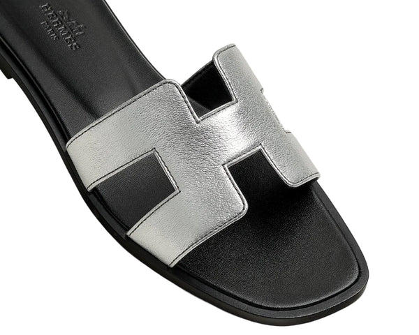 Hermes Oran Sandal Gris Argenté (Women’s)