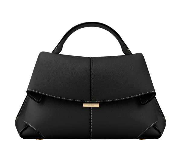 Polène Mokki Edition Textured Black with Ecru Stitching