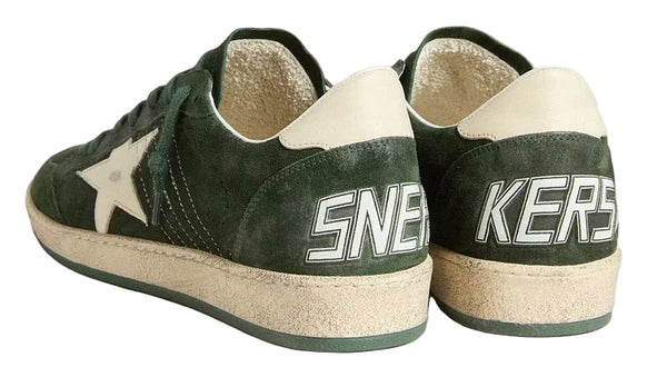 Golden Goose Ball Star in green suede with white leather star and heel tab