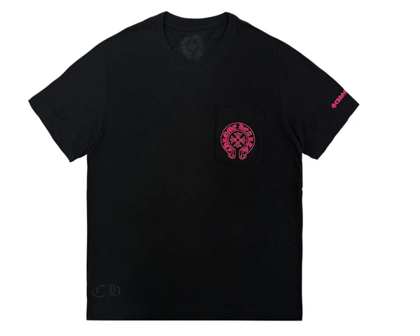 Chrome Hearts  Pink Horseshoe Pocket Short Sleeve T-Shirt Tee