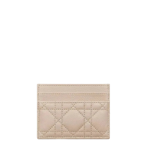 Dior Caro Freesia Card Holder Powder Beige Supple Cannage Calfskin (Bnew)