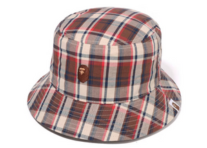 BAPE Mini Bape Check Bucket Hat Red