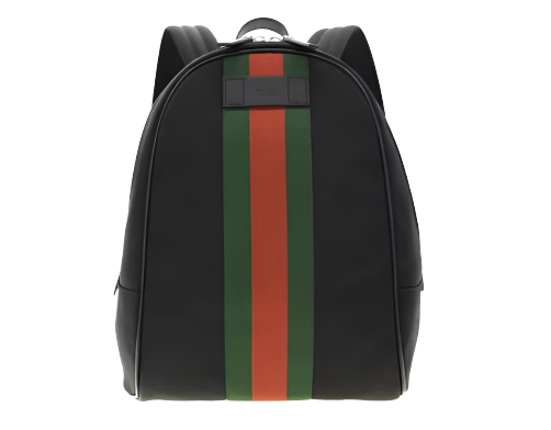 Gucci Black Web Stripe Canvas Backpack