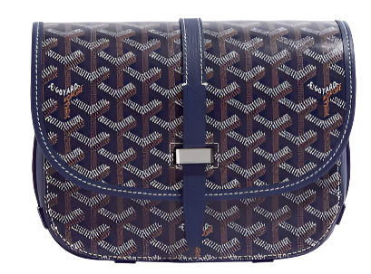Goyard Navy Blue Chevron Print Coated Canvas Belvedere II MM Crossbody Bag