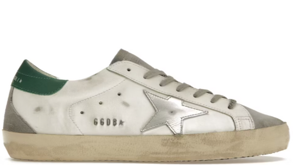 GOLDEN GOOSE Super-Star White Silver Green