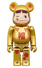 Load image into Gallery viewer, Bearbrick Daruma Peko-Chan Gold Plated 100% &amp; 400% Set
