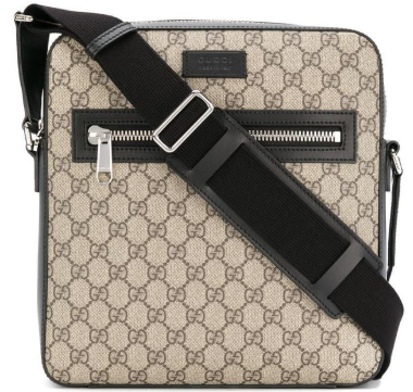 Gucci Men's Brown Gg Supreme Flat Medium Messenger Bag