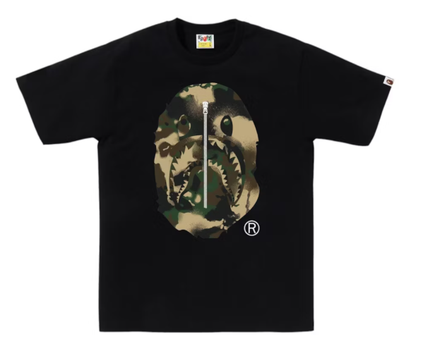 BAPE Map Camo Ape Head Shark Tee Black/Green