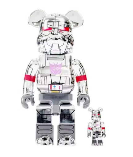 Bearbrick BAIT x Medicom Transformers Megatron 100% & 400% Set Silver