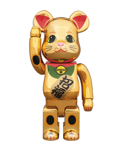 Bearbrick Beckoning Cat Gliding 400% Gold