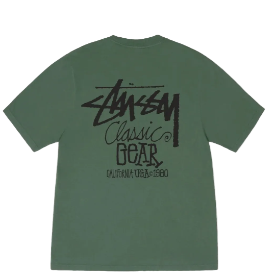 Stussy Men's Classic Gear Pigment Dyed T-Shirt Pine