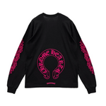 Load image into Gallery viewer, Chrome Hearts  Classic Pink Horseshoe Logo Black Long Sleeve T-shirt
