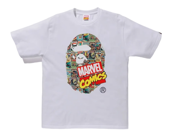 BAPE x Marvel Comics Ape Head Tee White