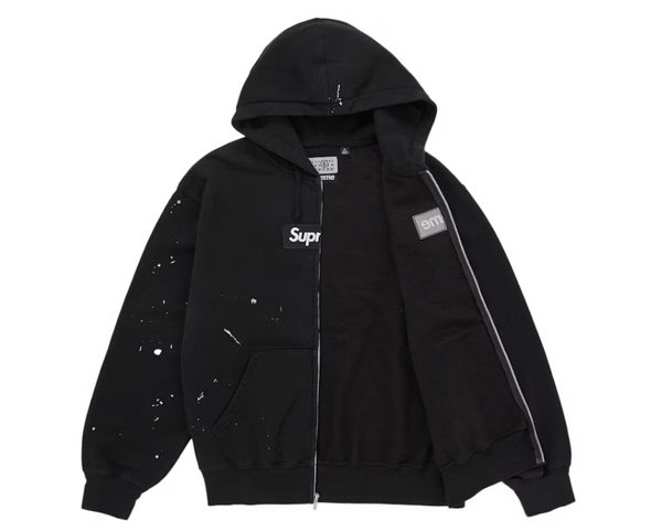 Supreme MM6 Maison Margiela Box Logo Zip Up Hooded Sweatshirt Black