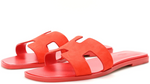 Load image into Gallery viewer, Hermes Suede Goatskin Oran Sandals Rouge Grenadine
