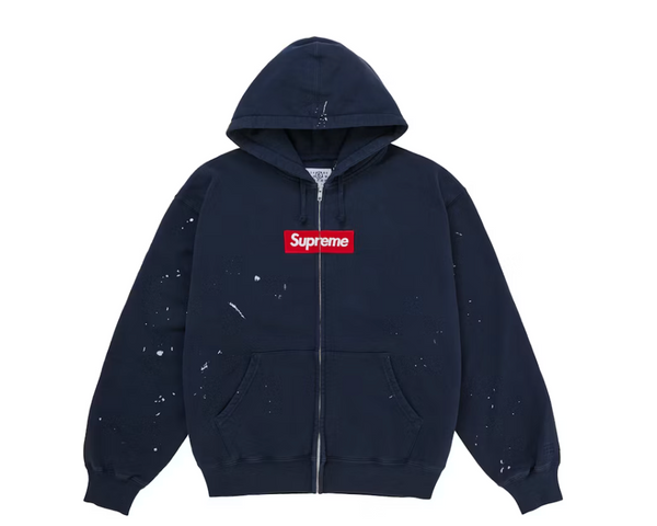 Supreme MM6 Maison Margiela Box Logo Zip Up Hooded Sweatshirt Navy