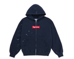 Load image into Gallery viewer, Supreme MM6 Maison Margiela Box Logo Zip Up Hooded Sweatshirt Navy
