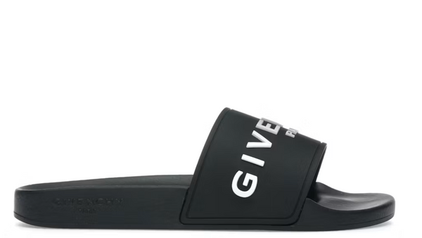 Givenchy Logo Signature Slides Black White