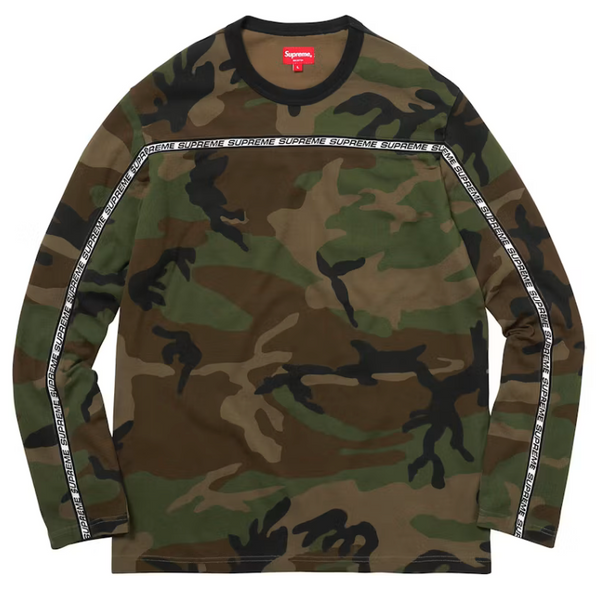 Supreme Tape Stripe L/S Pique Top Woodland Camo