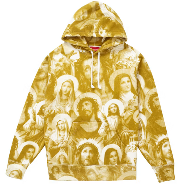Supreme Jesus and Mary Hooded Sweatshirt Gold
