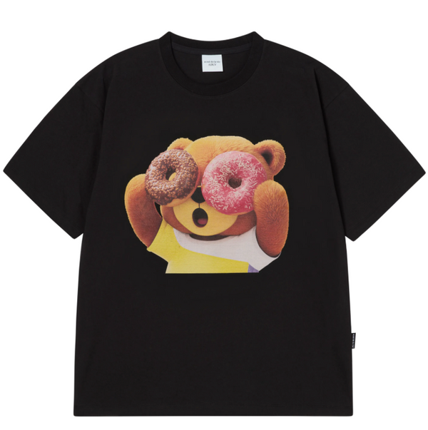 ADLV Basic AC Bear Donut Baby Face Short-Sleeve T-Shirt - Black