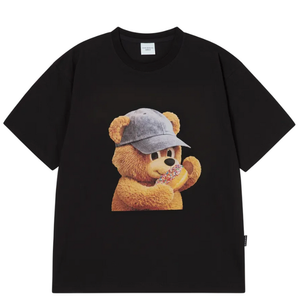 ADLV AC Bear Baby Face Cap Boy Short-Sleeve T-Shirt - Black